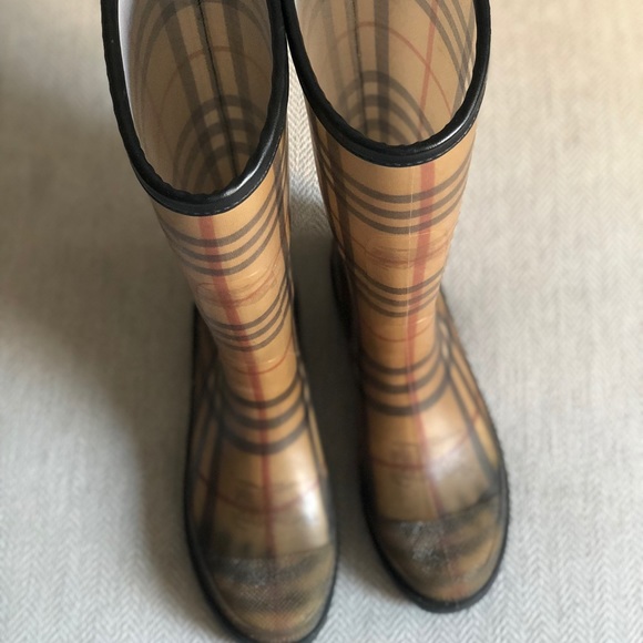 Authentic Burberry Nova Check Tall Rain Boots - Picture 4 of 6
